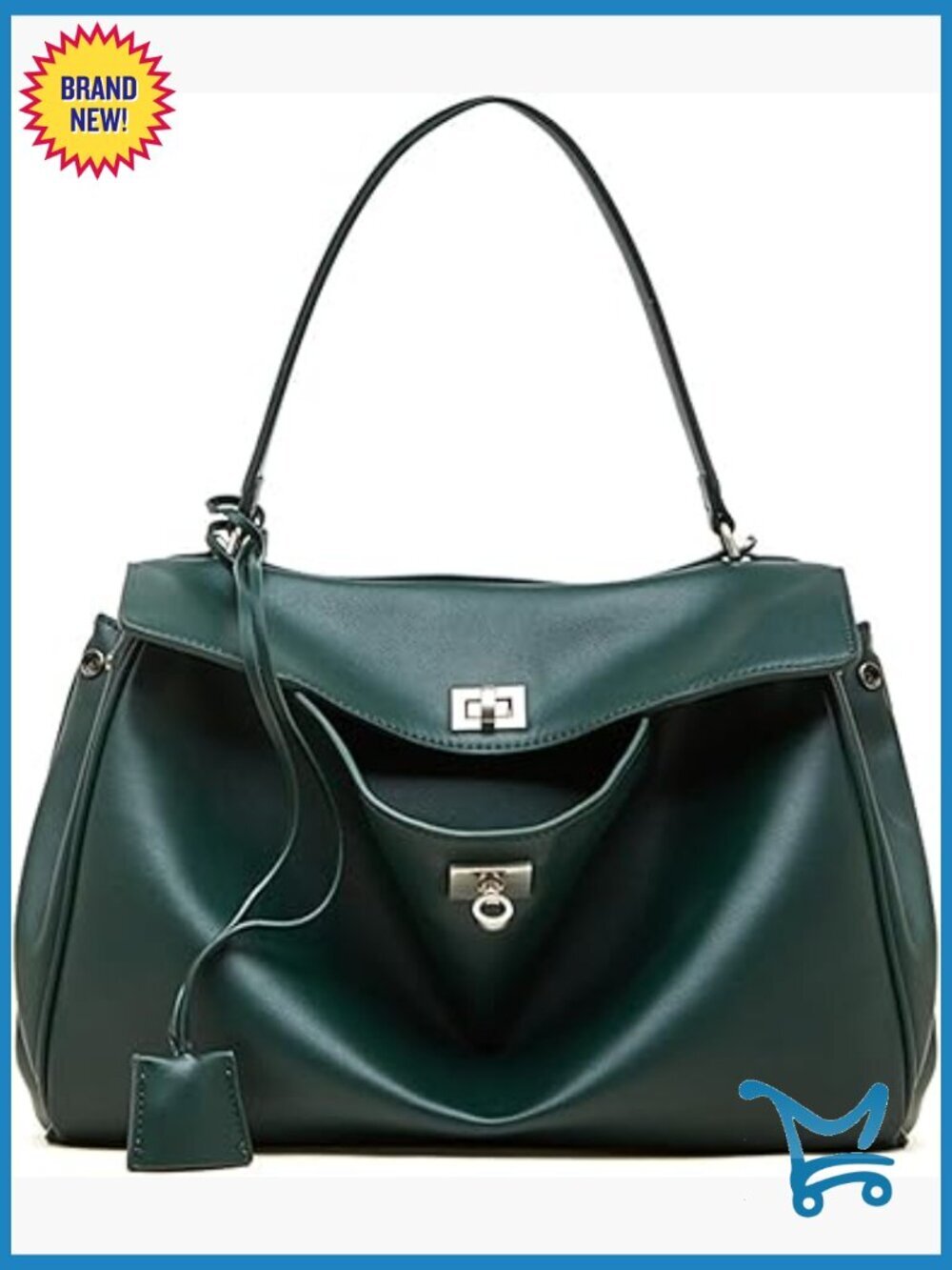 Large Genuine Leather Tote Bag with Adjustable Strap, Satchel Purse